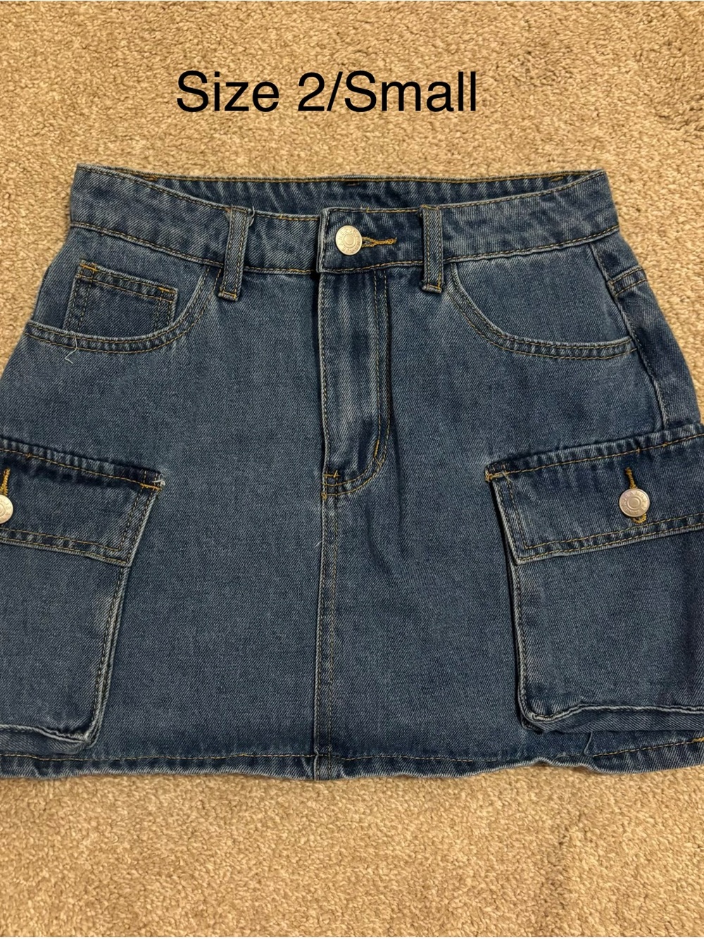 SHEIN Blue Denim Cargo Mini Skirt